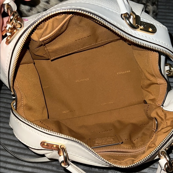 Coach White Leather Lane Satchel Handbag - Picture 5 of 7